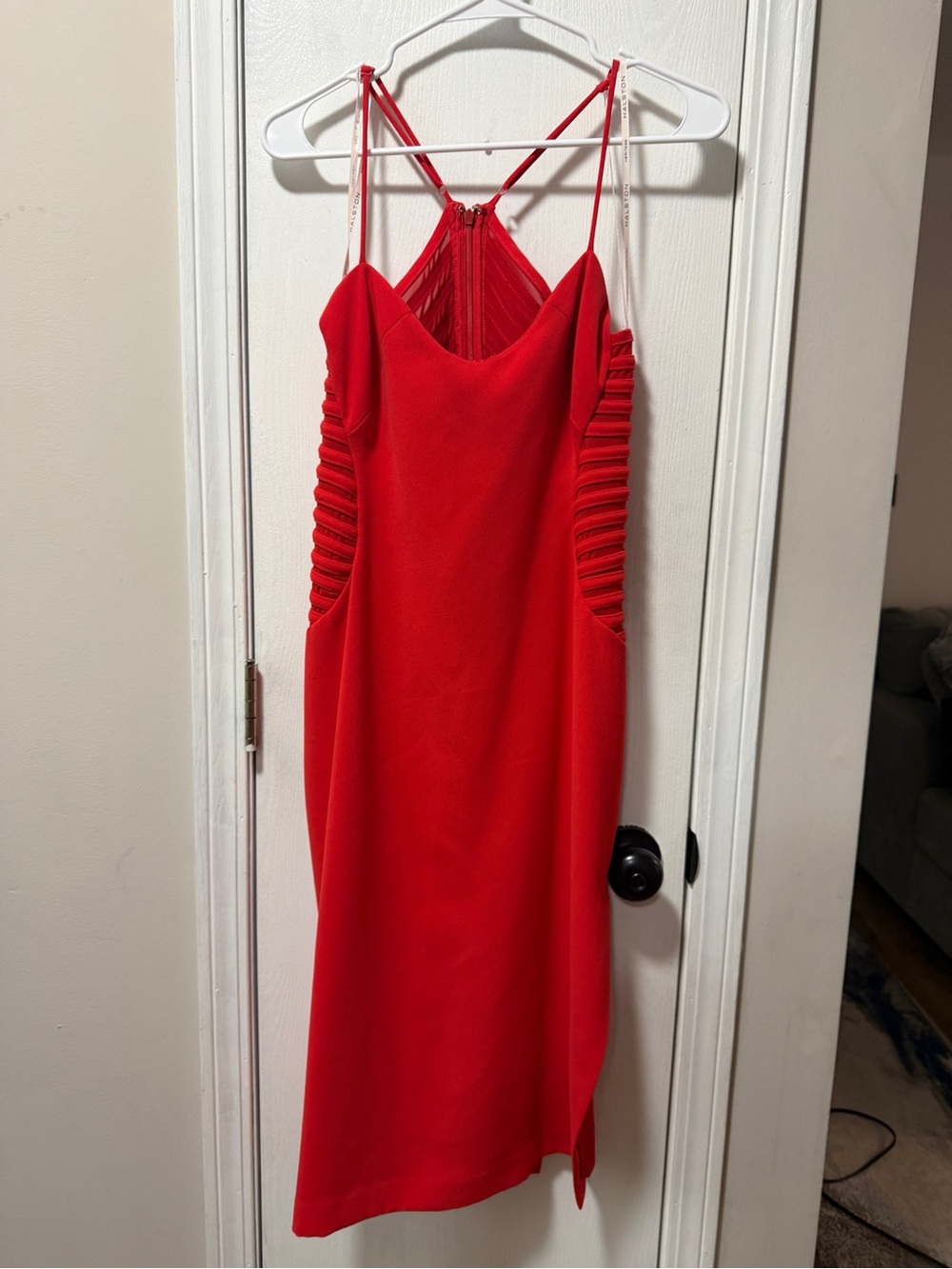 Halston Heritage Red Strappy Midi Dress